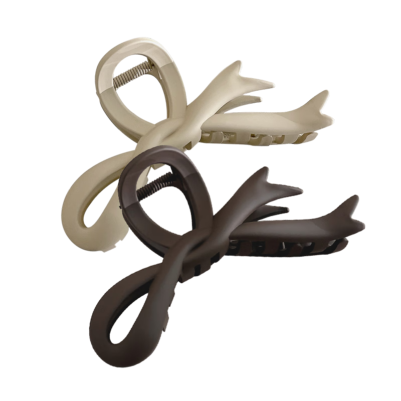 UPLUS Frosted Bow Large Hair Claw Clips, 2 Pieces, Back of Head Bun Clips, Shark Clip Barrettes