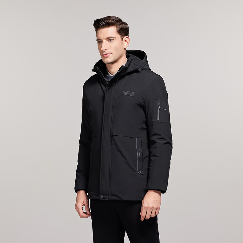 ROMON Cotton Jacket for Men, Autumn And Winter Warm Hooded Casual Outdoor Loose Puffer Coat MY401 Black 4XL 7