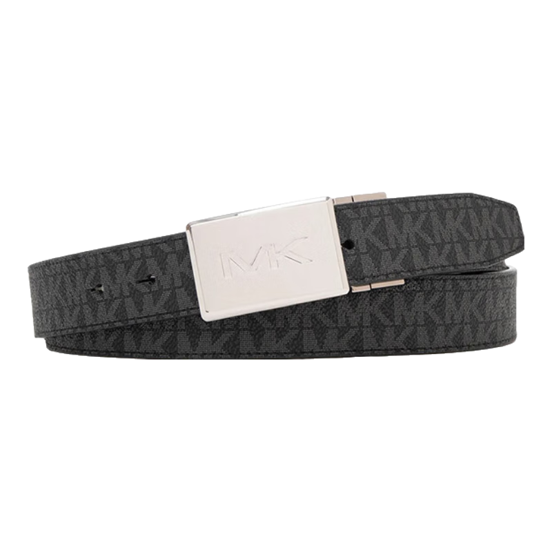 MICHAEL KORS Vintage BELT Series Men's MK Buckle Belt, 138*3.1cm, Navy Blue, Gift