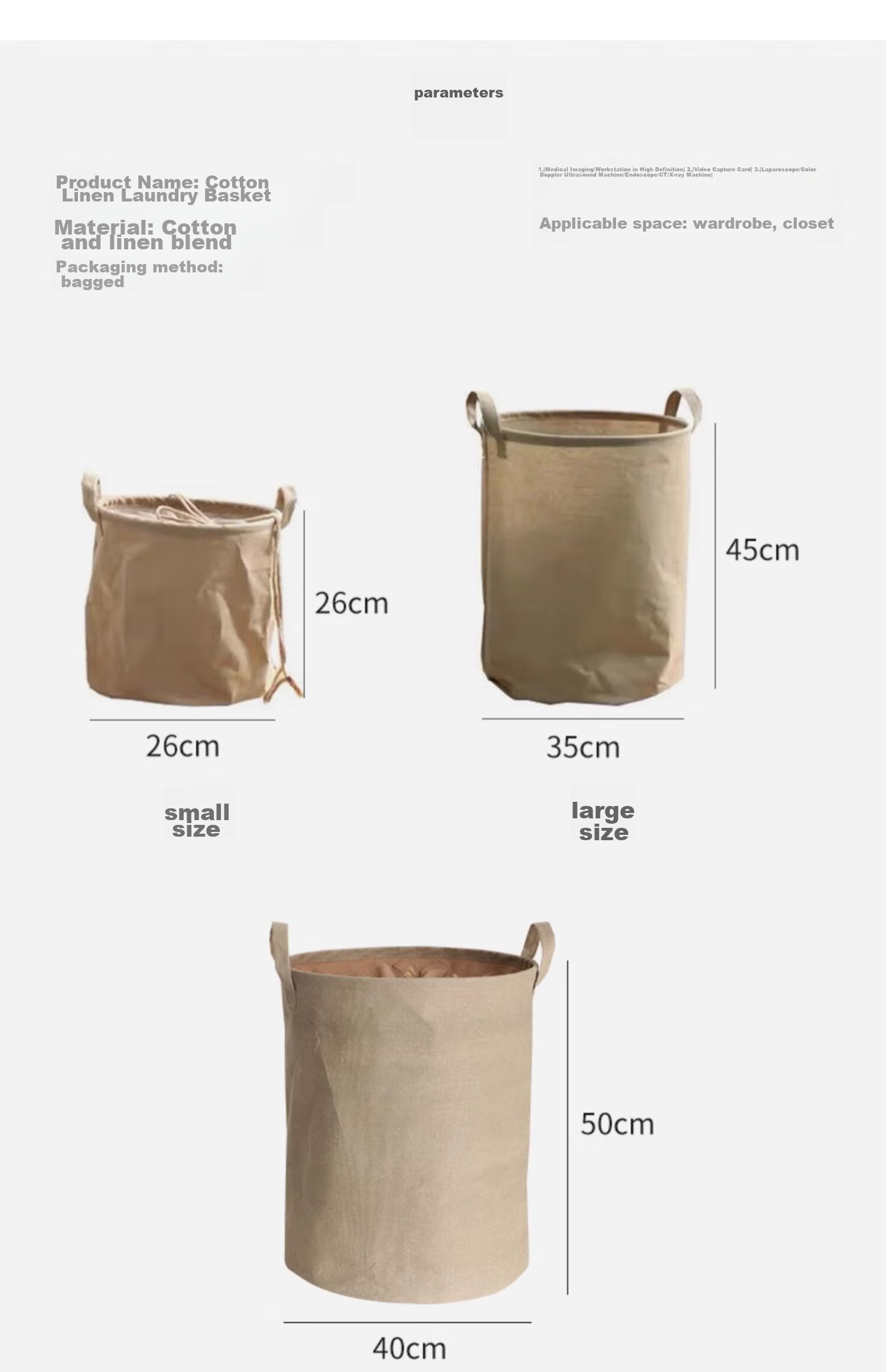 Yuanben Cotton Linen Fabric Laundry Hamper, Foldable Large-Size Dirty Clothes Basket, Ins Storage Bin, Open-Top Storage Basket 4