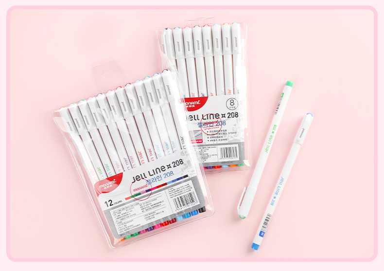 Monami [Back to School Essential] Monami (Monami) Needle-Tip Gel Pen Set with Frosted Colorful Barrel, Ballpoint Pen, Signature Pen, 0.5mm Black Ink, 02091-6 Pack 14
