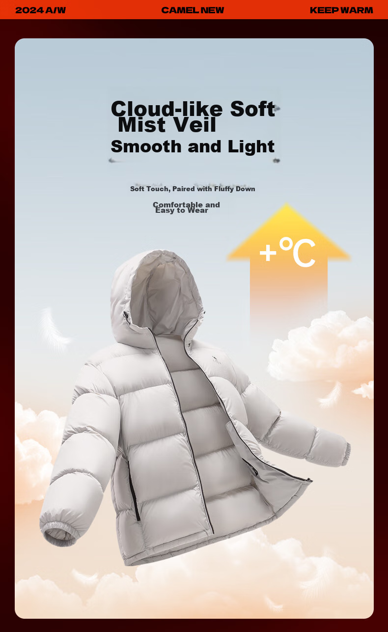 CAMEL Flame Mountain down Jacket for Men And Women, Urban Light Outdoor Thickened Cold-Resistant Puffer Coat Winter Outerwear 16