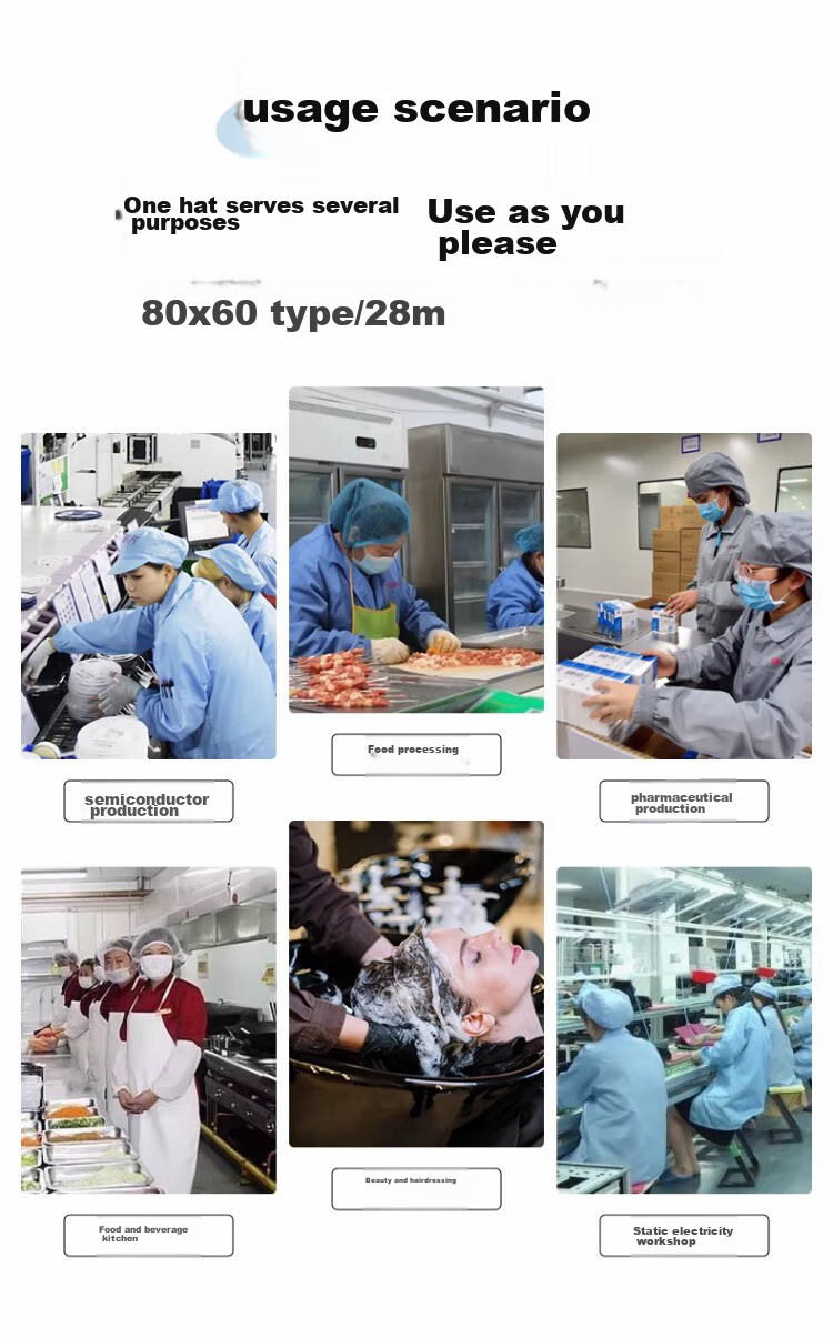 Gongzhe Disposable Hood, Thickened Non-Woven Dust-Free Hood, Strip Isolation Hood for Kitchen, GZ-T Blue, Pack of 100 10