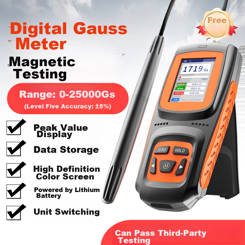 Aikosi Handheld Gauss Meter High-Precision Tesla Meter Magnetic Field Strength Tester Magnetic Remanence Detector (±1%)