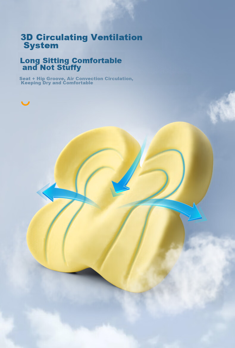 Back2 Cushion, Office Petal-Shaped Buttocks Cushion, Chair Pad, Breathable Memory Foam Tailbone Hemorrhoids Cushio 14
