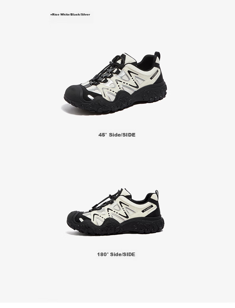 CAMEL Ugly-Cute Hiking Shoes for Women, Fashionable Color-Block Outdoor Casual Shoes L24S076620 Beige/silver/black 40 66