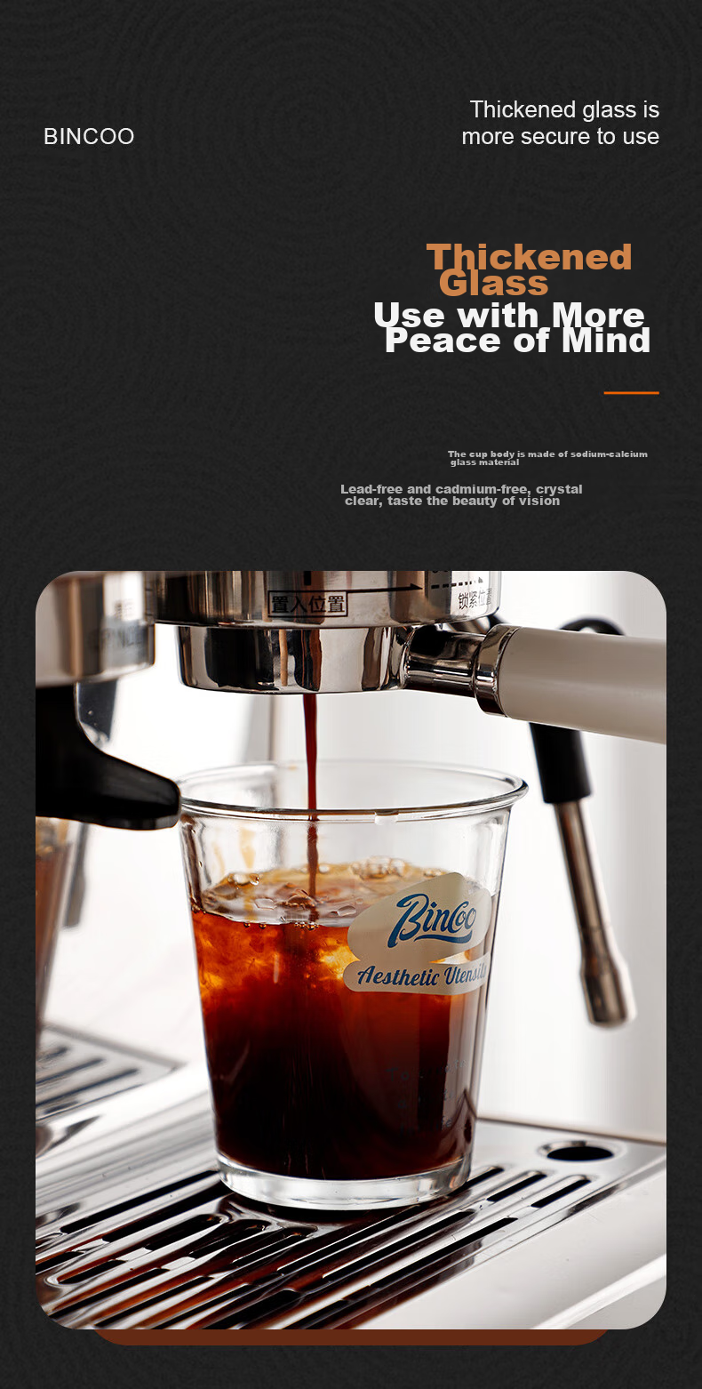 Bincoo Glass Coffee Cup, Iced Americano Cup, Dirty Ice Latte Cup, Cold Drink Summer Ins Transparent Cup, Can Be Placed in Dishwasher 6