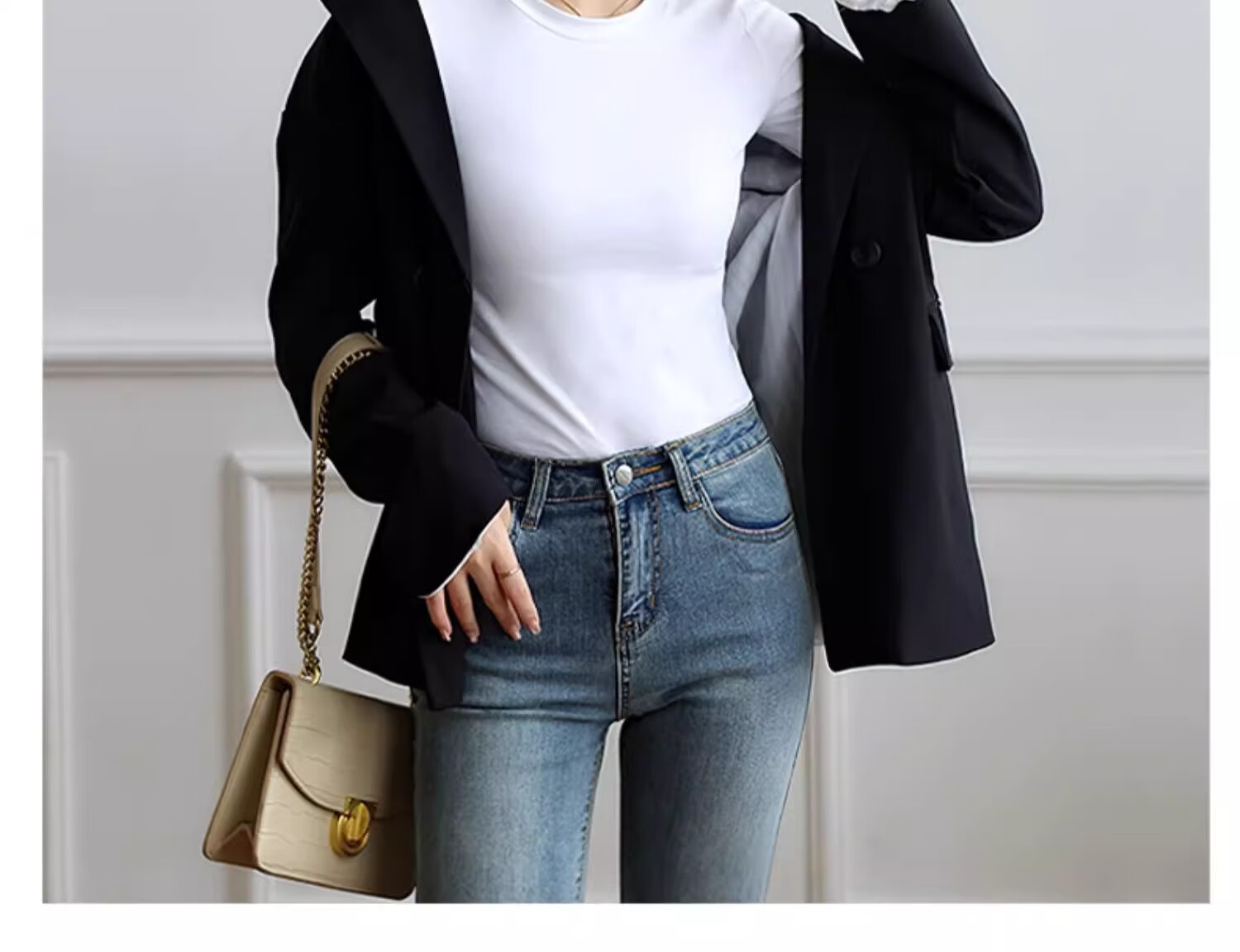 NOME Women's Base Layer Top, Autumn New Style, Small Round Neck, Inner Wear, Long Sleeve, Slim Fit, Outer Wear, Base Layer Top, White, M 12
