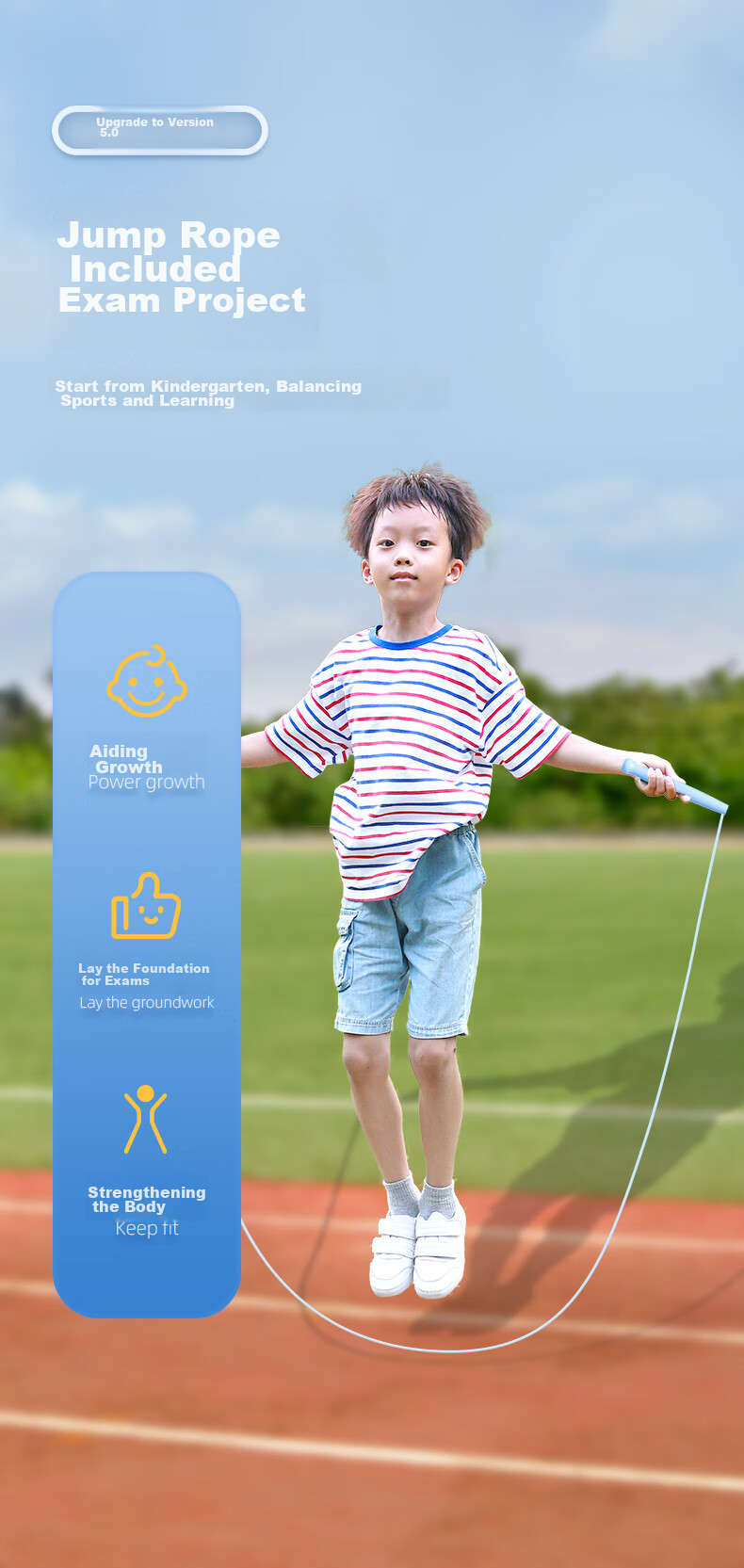 Oufanda Jump Rope for Children, Elementary School Students, Kindergarten, First Grade, Ages 3-56, Middle School Exam Speed Competition, Beginner's Specialized Rope 6