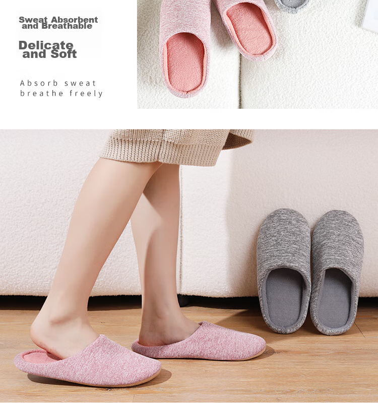 FOOTOPPO Slippers for Men, Japanese-Style Quiet Slippers, Soft-Soled Home Shoes for Women, Non-Slip Floor Slippers, Fabric Slippers for Indoor Use 16