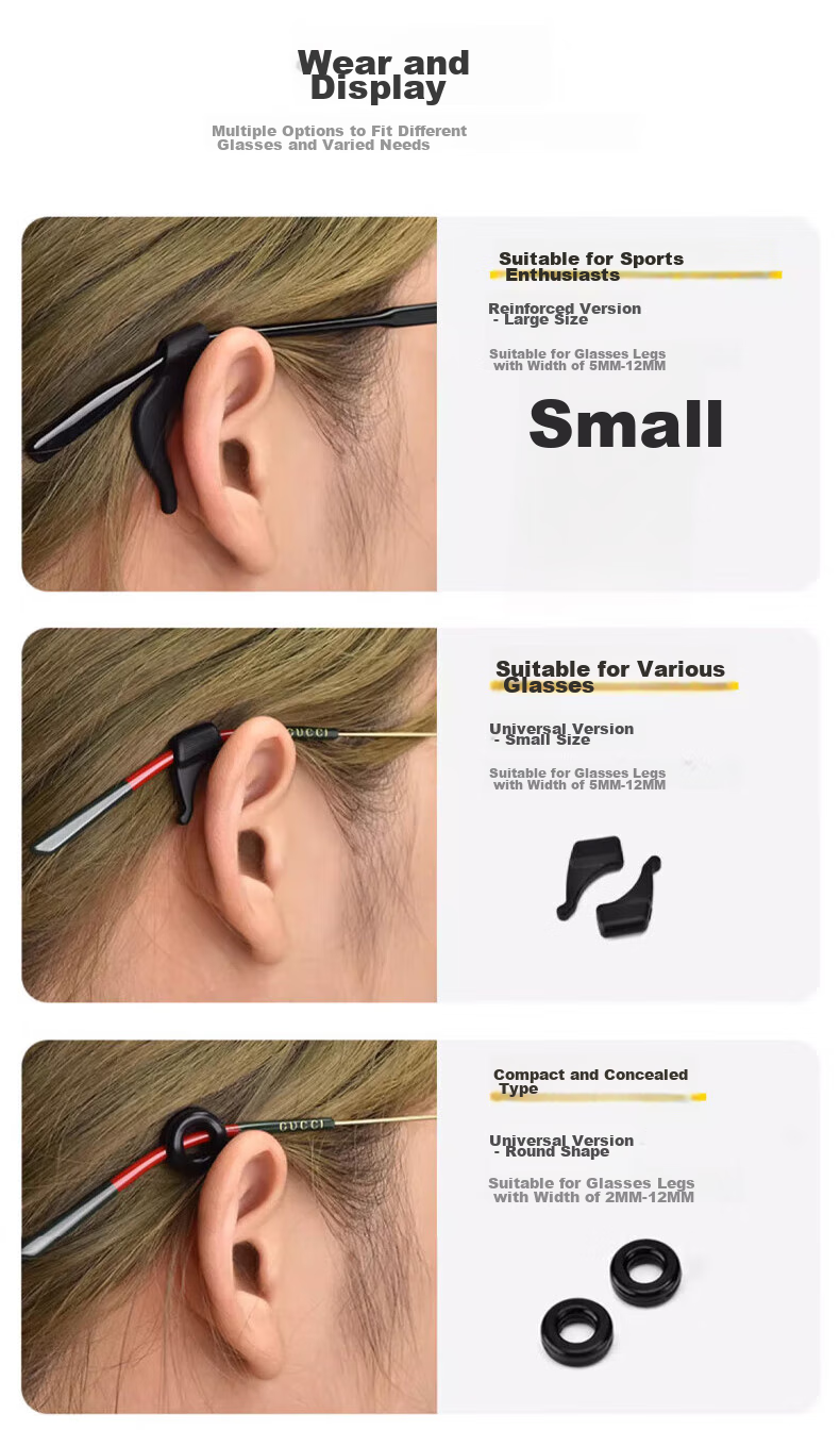 HB Children's Thin Temple Glasses Strap, 4 Pieces, Adjustable Retractable Sports Running Glasses Anti-Slip Fixing Device 11