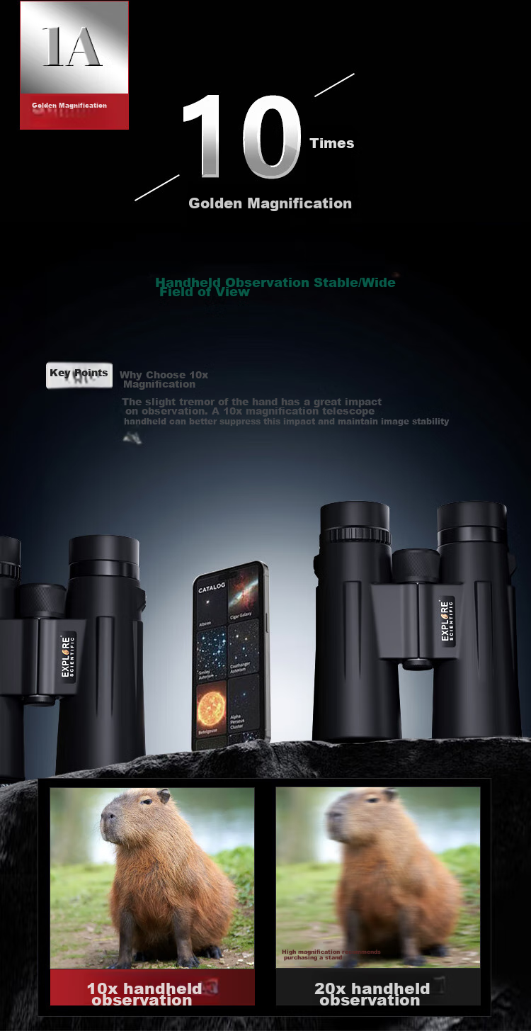EXPLORE SCIENTIFIC Professional Binoculars 10x42 High Definition High Light Night Vision Outdoor Concert Birthday Gift 5