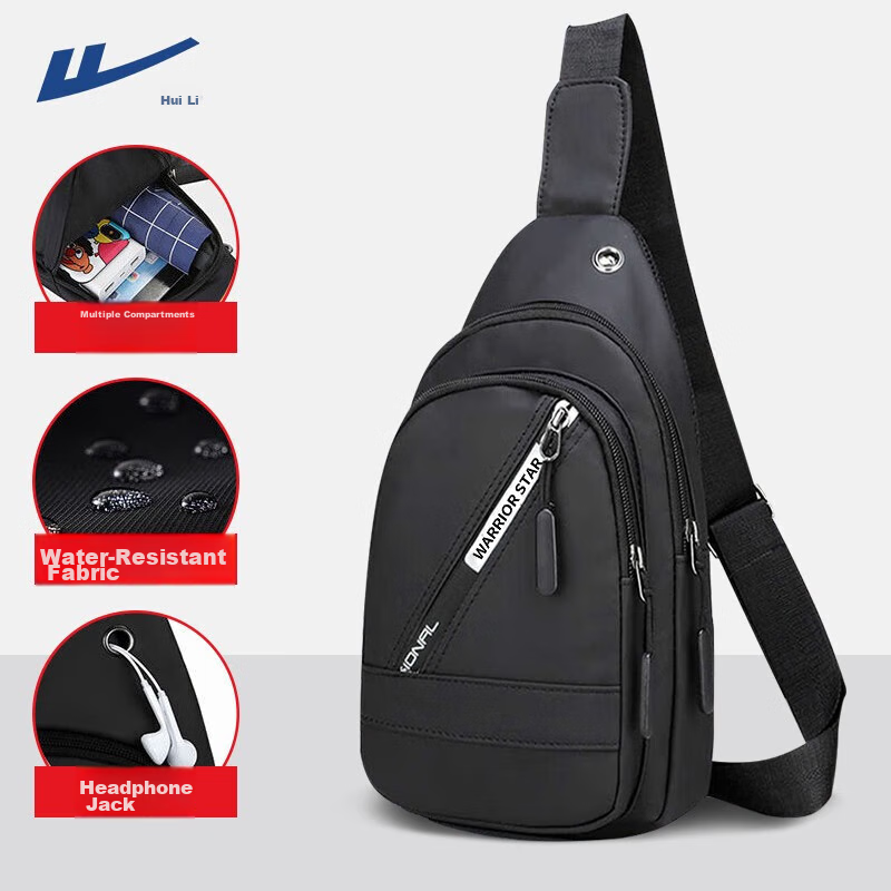 Warrior Crossbody Bag, Men's Shoulder Bag, Chest Bag, Student Front Bag, Canvas Brand Small Bag, Outdoor Sports Satchel