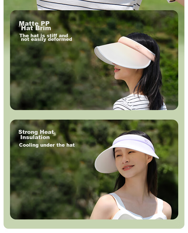 VVC Sun Protection Hat for Women, Sun Visor, UV-Resistant Wide-Brimmed Bucket Hat, Gradient Gray 22