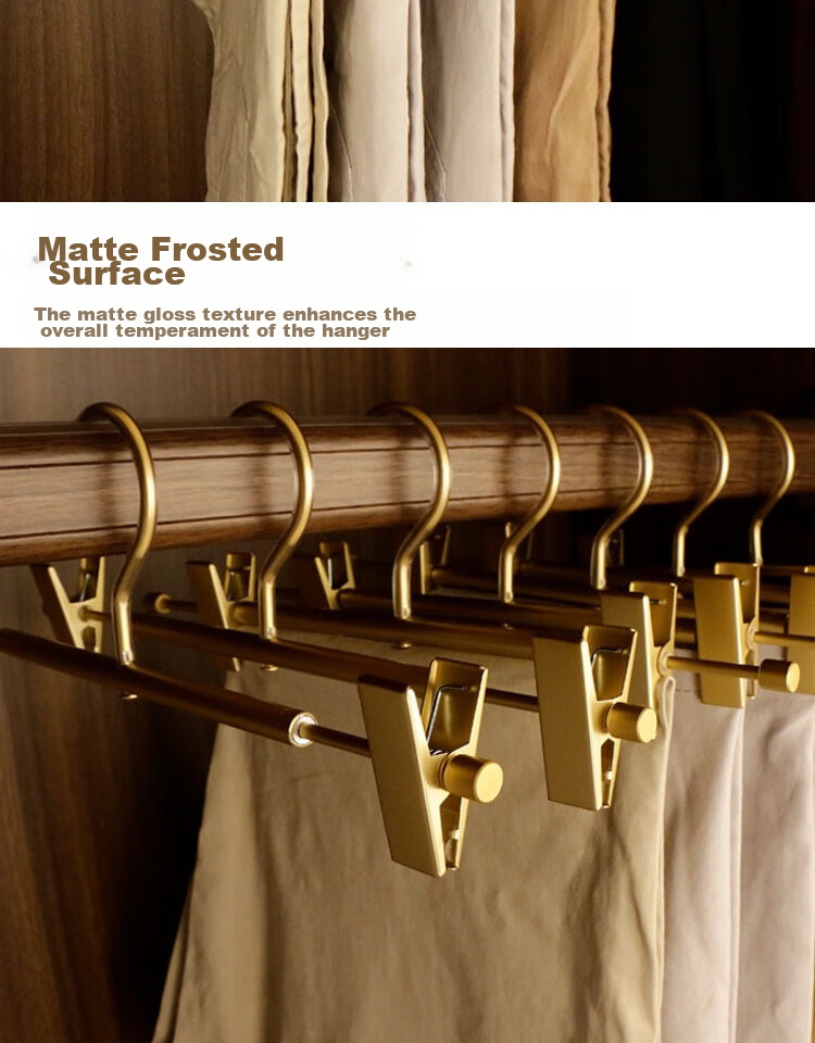 Fanyejia Aluminum Alloy Pants Hanger, 5 High-End Home Use, Seamless Extendable Trouser Hanger, Specialized Clothes Hanger for Pants, Skirt Clip, Coat Rack 3