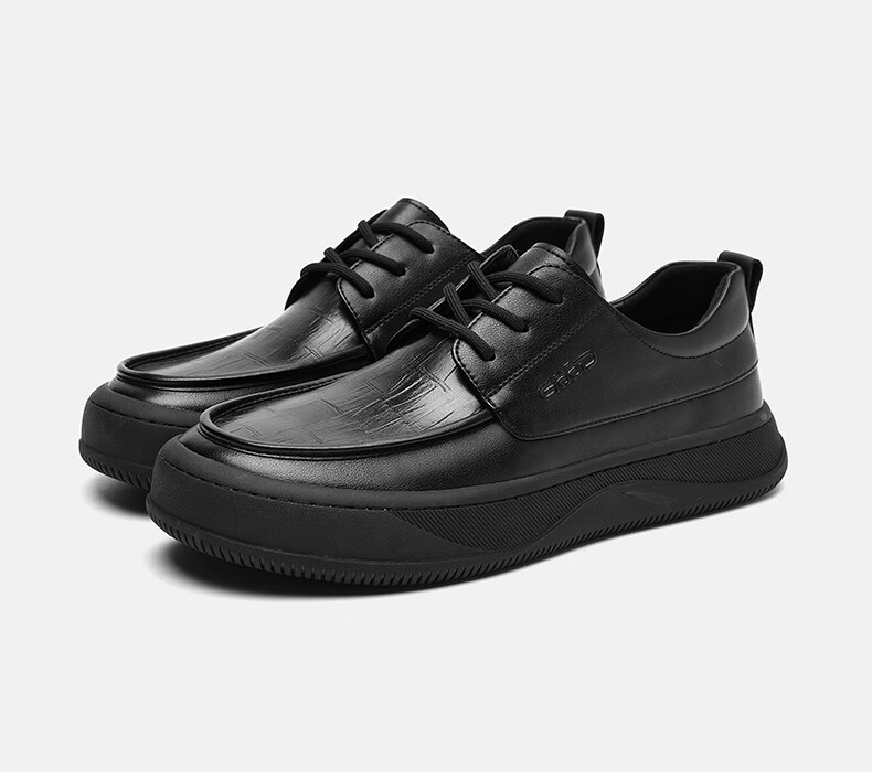 HLA Men's Comfortable Soft Sole Casual Leather Shoes HAAPXM2DAD084 Black Size 41 23