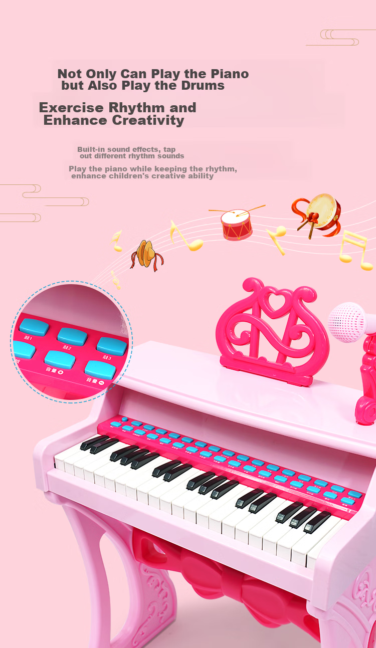 QIAO WA BAO BEI Children's Small Piano Toy, Electronic Keyboard for Girls And Toddlers, Beginner's Instrument for Ages 1-2 Birthday Gift, Mid-Autumn Festival Present 7