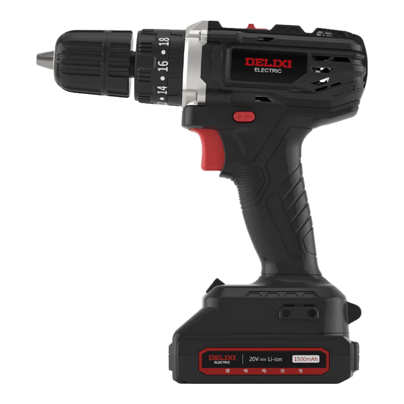 DELIXI ELECTRIC Lithium Battery Drill, Multi-Functional Household Rechargeable Electric Drill, ED-C3, Two Batteries And One Charger, 20V