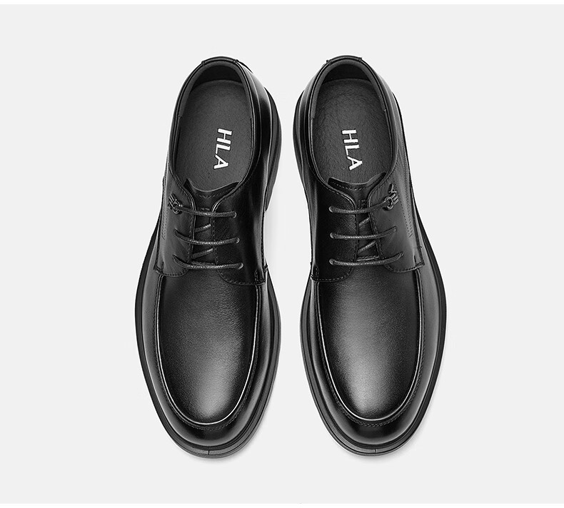 HLA Men's First Layer Cowhide Leather Shoes Summer Breathable Business Casual Leather Shoes T074 Black Size 41 23