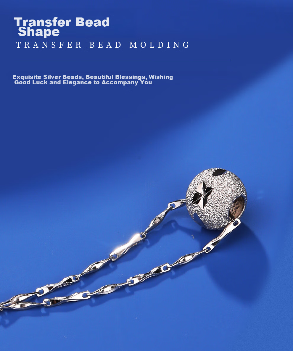 Laoyinjiang S925 Silver Lucky Bead Necklace for Women, Chinese Style Silver Pendant, Gift for Girlfriend on Valentine's Day, Silver Collarbone Chai 7