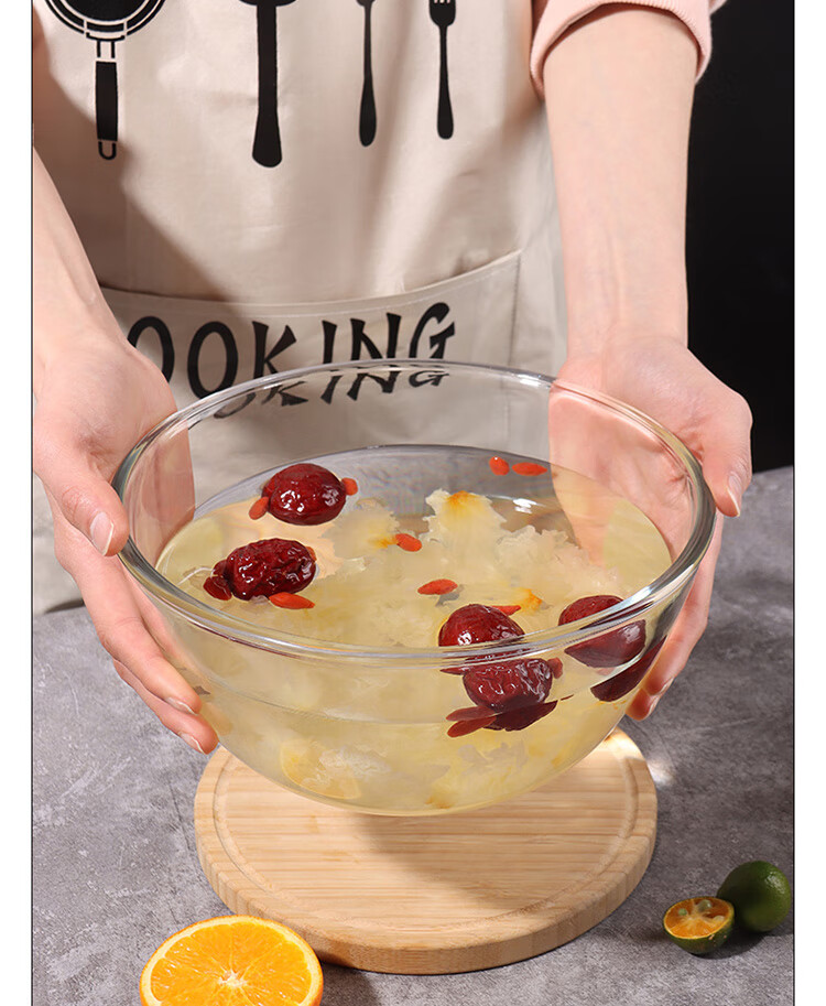 BJ Glass Bowl, Fruit Salad Bowl, Glass Basin, Mixing Bowl, Transparent Bowl, Egg Beating Bowl, Cake Baking Bowl, 2100ML 1