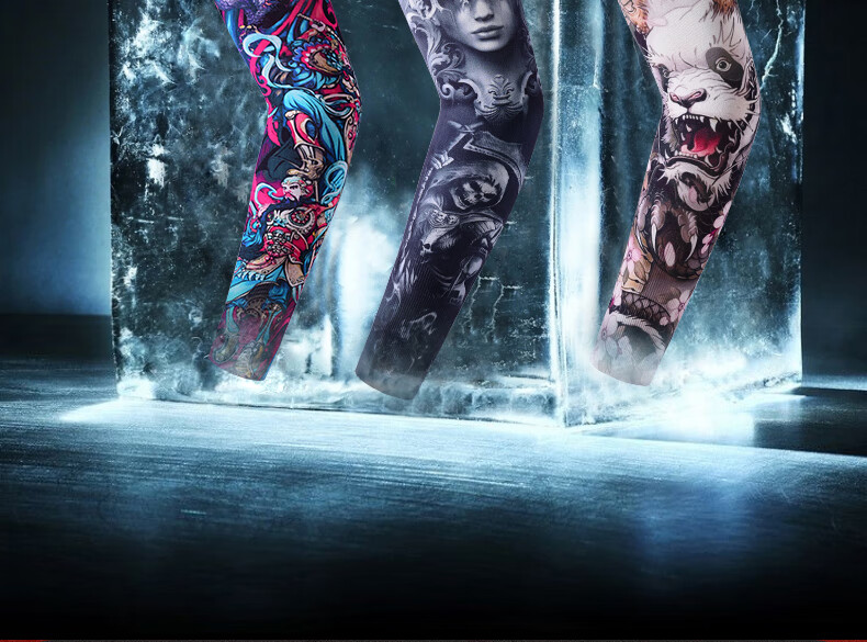 RED DRAGONFLY Tattoo Ice Sleeve Men's Floral Arm Sun Protection Ice Silk Arm Sleeve Summer Sunshade Cooling Sleeve Personalized Arm Guard 4
