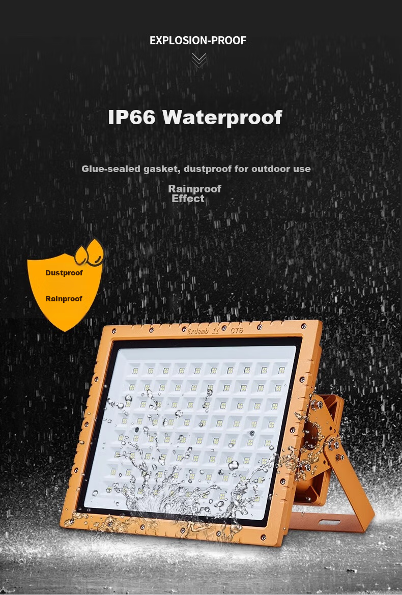 Qianzhiyi LED Explosion-Proof Light High-Power Waterproof Corrosion-Resistant Square QY-GY-FB200W Industrial Floodlight for Construction Sites, Warehouses, Factories, Chemical Plants, Workshops, Gas S 6