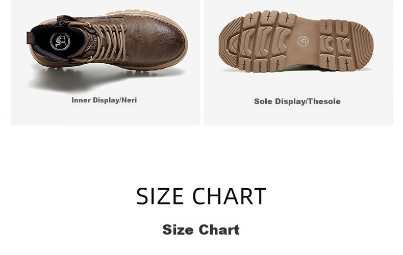 CAMEL Brand Martin Boots, Outdoor Casual Work Boots, British Style Motorcycle Men's Shoes, P14W342602, Khaki, Size 40 32