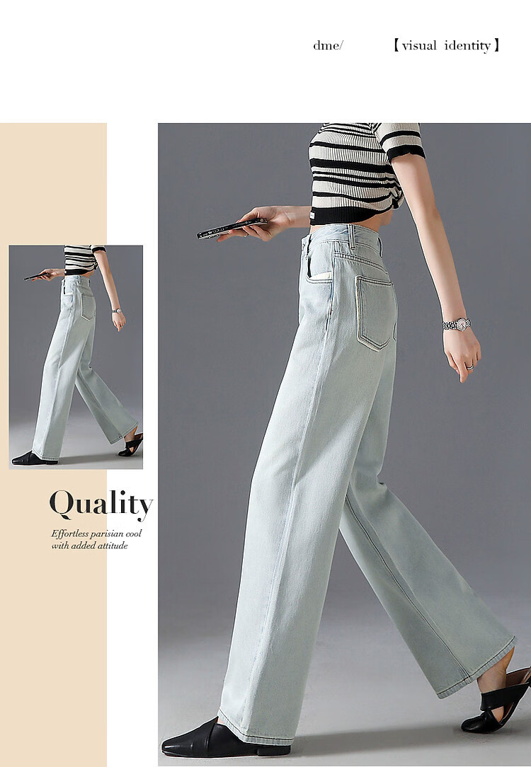 Dme [Juzhengrouwuzhao] Summer Street Style Influencer Fashion Straight-Leg Pants with Patchwork Pockets Cotton Denim Trousers for Wome 9