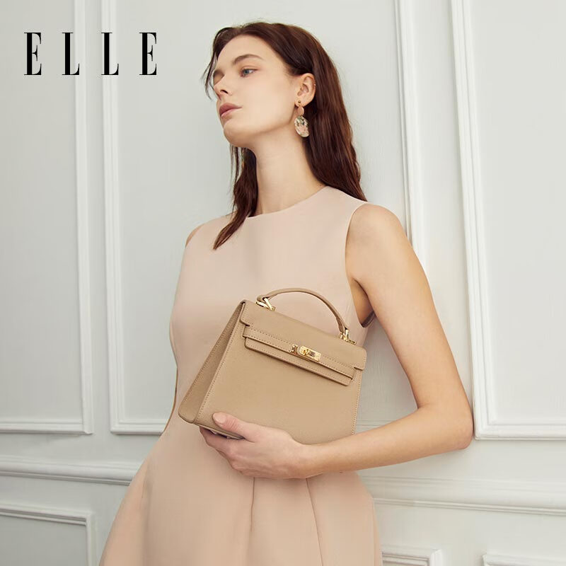 ELLE New Women's Handbag, Kelly Bag, Commuter Tote Shoulder Crossbody Bag, Birthday Gift, 23131 Gray