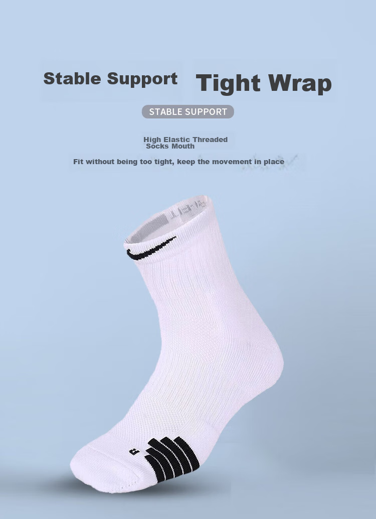 NIKE Elite Mid-Calf Basketball Socks, White Socks (1 Pair), SX7625-100 6