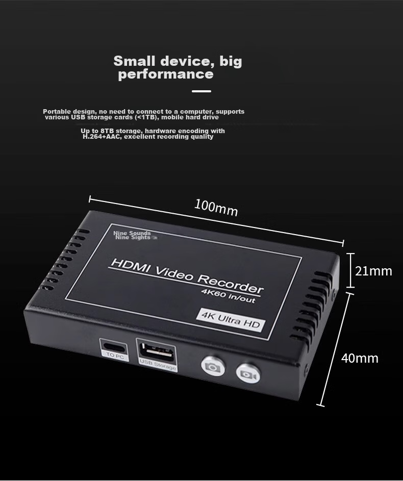 Jiuyinjiushi JS3050 High-Definition 4K Video Capture Recorder HDMI/DVI/VGA Recording Box Encrypted Video Capture Course Tape Computer Screen TV Program Set-Top Box Conference Machine 14