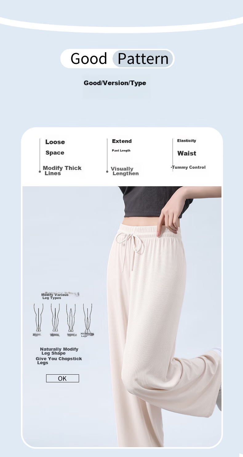 Baleno Women's Cooling Ice Silk Pants 2026 Summer Thin Wide-Leg Draped Casual Straight-Leg Trousers for Outdoor Sports 6
