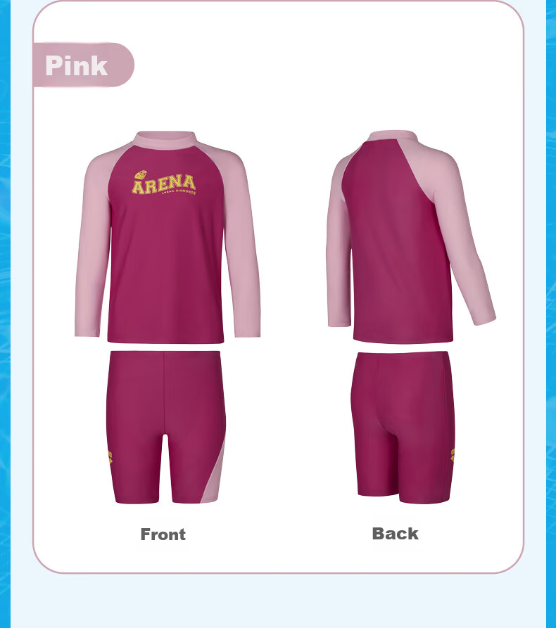 Arena Children's Long-Sleeve Knee-Length Two-Piece Swimsuit Set, Sun Protection, Quick-Drying, Playful Printed Design, Easy to Put on And Take Off, Training Casual Swimwear 6