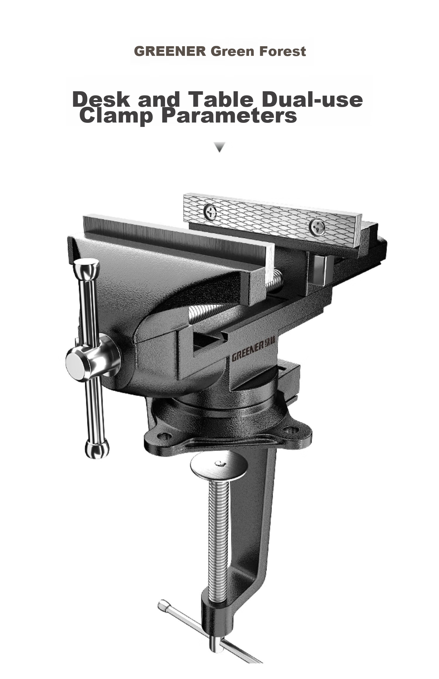 GREENER Bench Vise, Small Tiger Vise, Bench Clamp, Workbench Vise, Mini Desk Vise, Woodworking Household Multi-Functional Universal Vise 15