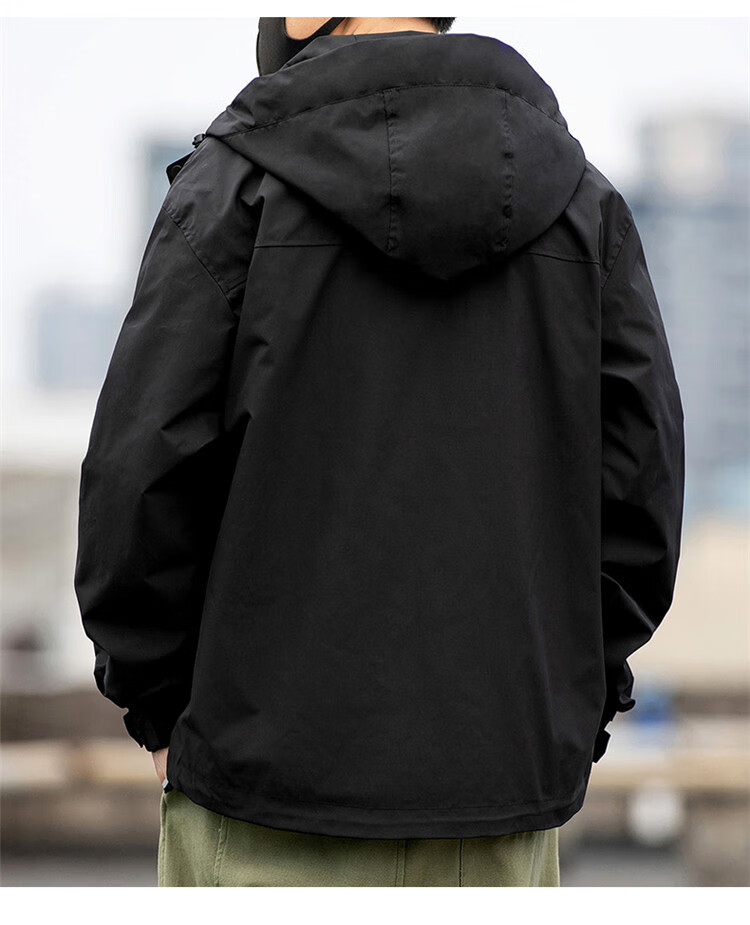 JEEP Men's Jacket, Spring And Autumn Outerwear, Trendy Casual Loose Workwear Clothing for Men, Black, Size M 4