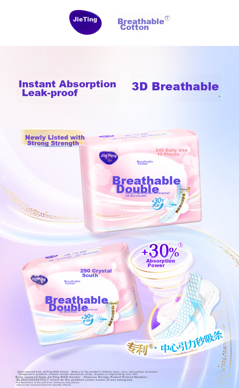 Jieting Sanitary Napkins Combination Breathable Quick-Absorbing Leak-Proof Menstrual Pads 245mm 80 Pieces Sold by JD Official Flagship Store 2