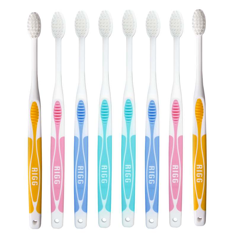 EBISU Healthy Teeth Soft Bristle Toothbrush for Cleaning Between Teeth, Fresh Breath, Gentle on Gums, 8-Pack Family Pack, Random Colors