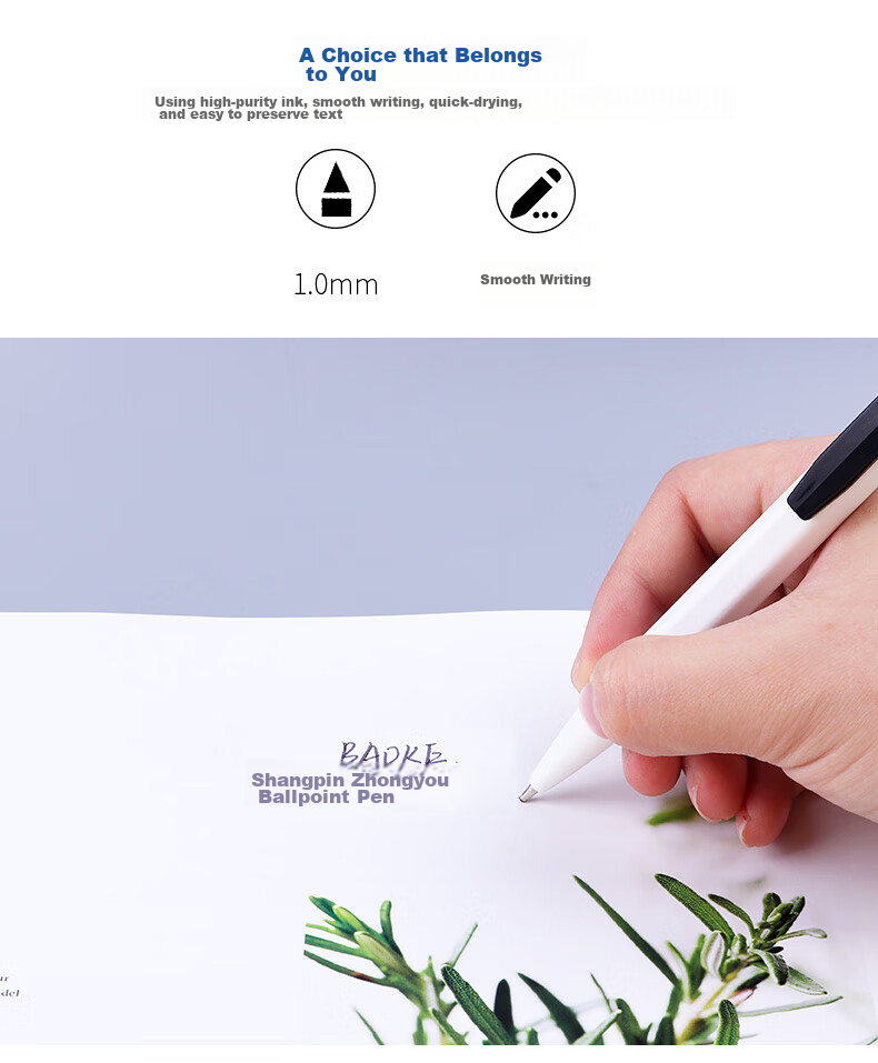 BAOKE B59 1.0mm Medium Oil Retractable Ballpoint Pen, White Barrel, Black Ink, 12 Pens/box 4