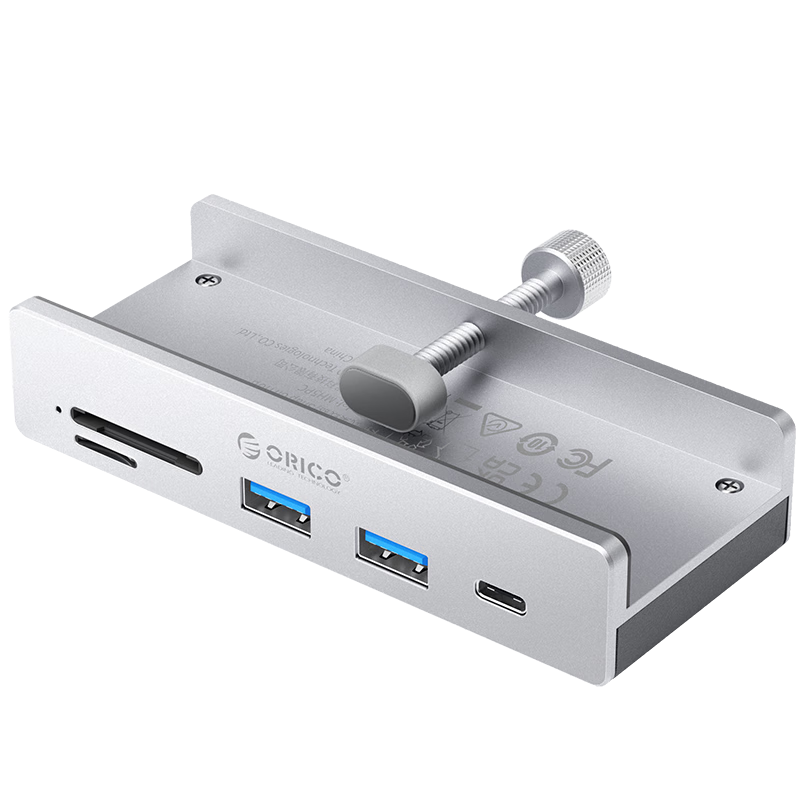 ORICO Type-C Hub, USB3.2Gen2 Expansion Dock, 10Gbps Hub, Aluminum Alloy Clip-On Design, Desktop And Laptop Extension Cable, MH5PCM Silver Color