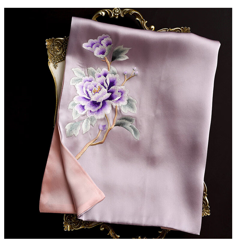 Hangsi Mansion Su Embroidery Silk Scarf Shawl Mulberry Silk Luxury Set Birthday Holiday Gift for Mom - Butterfly Green 32