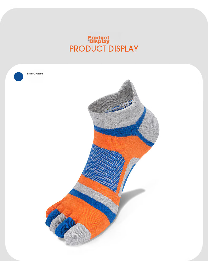 TFO Competition-Grade Outdoor Five-Toe Socks, Breathable Functional Hiking Socks, Wear-Resistant Toe Socks 2202439 Men's Blue And Orange 11