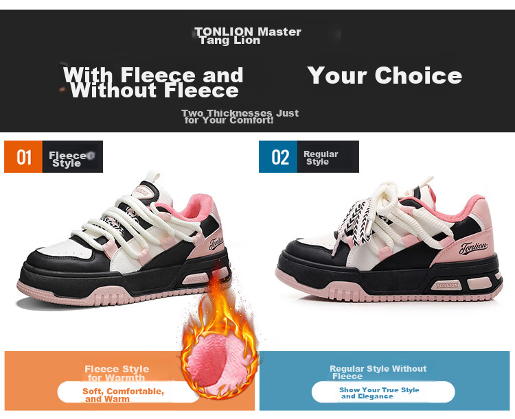 TonLion Women's Shoes, Spring And Summer 2026 Thick-Soled Sneakers, Ladies Casual Shoes, Versatile Sports Dad Shoes, White Black Pink, Size 37 2