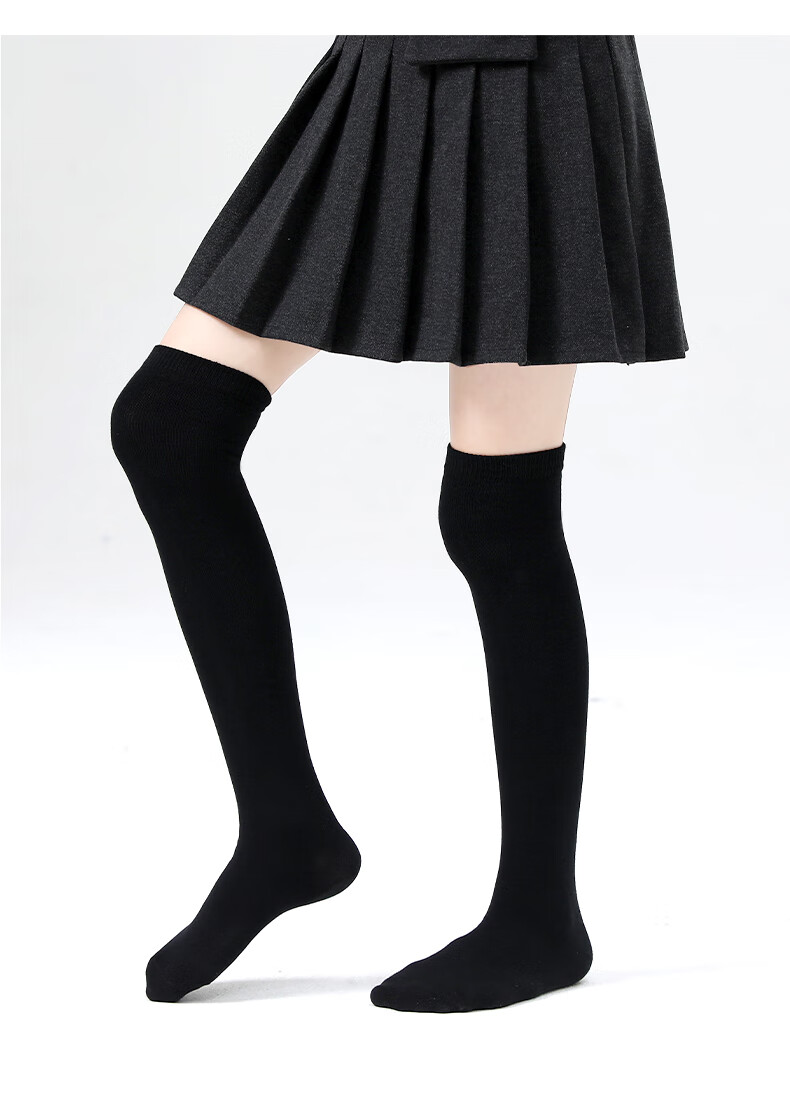 Zhiyouban Girls' Mid-Calf Socks, Children's Knee-High Socks, Spring And Autumn Style, Over-Knee White Long Socks, Black High Socks for Girls, Student Socks 19