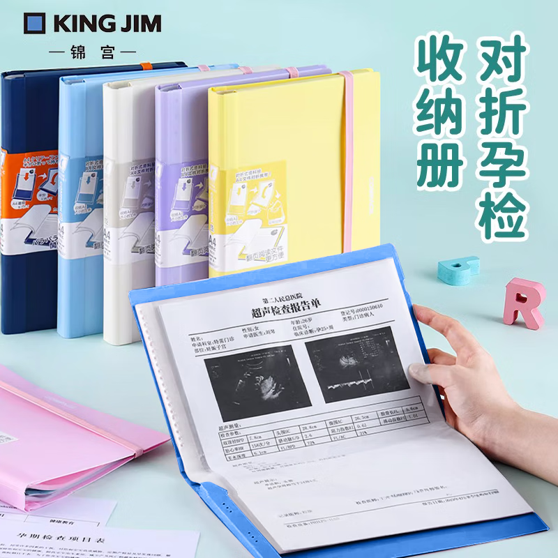 Jinggong Foldable A4 Document Organizer Exam Paper Storage Prenatal Checkup Report Medical Record Storage Jinggong Blue 5894M-GSBN02