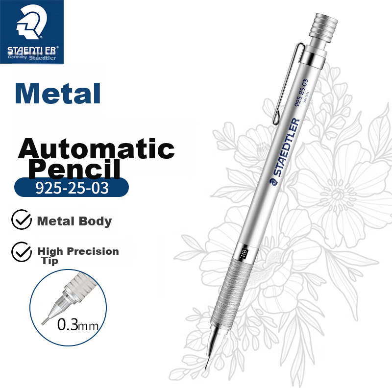 STAEDTLER Metal Mechanical Pencil, 0.3mm, Japanese Original Professional Drawing Pencil, Student Exam Children's Pencil Stationery Office Back-To Essential Supplies 92525-03