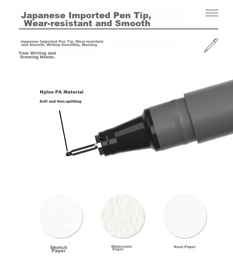 Snowhite Needle-Tip Pen, Waterproof Drawing Pen, Art Design Outlining Pen, Comic Pen, Sketching Pen, Specialized for Quick Sketches, Line Drawing Pen, Manga-Specific Set of 5 Pens 5