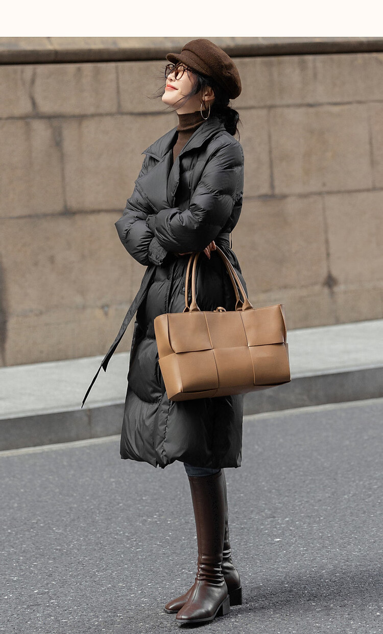 Dme [Jingshu Laqian] Winter 400T Spring Yafang 90 Duck Down Long Double-Breasted Ruffle down Jacket for Wome 13