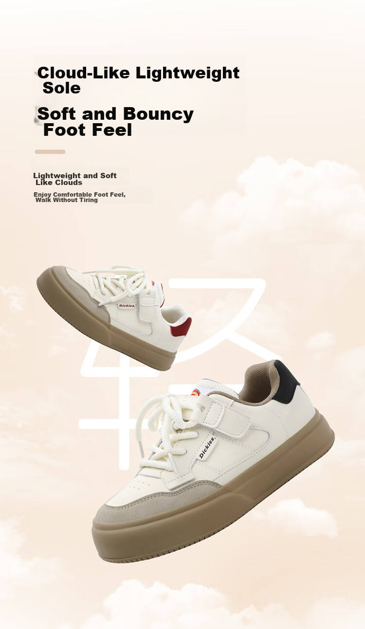 Dickies Children's Canvas Shoes, New Spring And Summer Style for Girls, Casual Shoes with Fleece Lining, Comfortable Training Shoes for Older Kids, Lightweight Versatile White Sneakers for Students 16