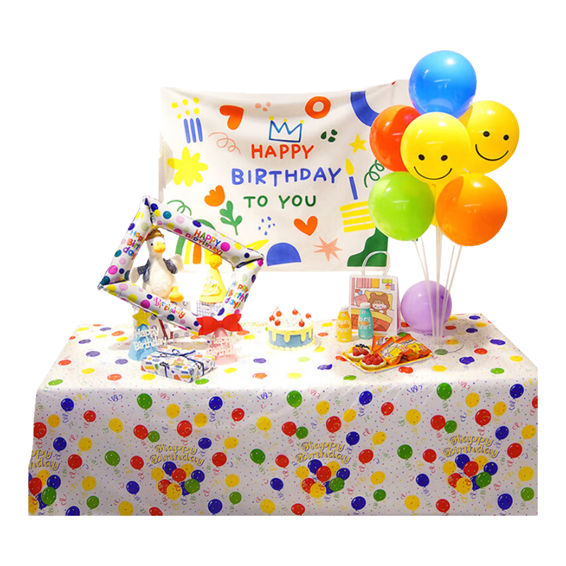 Duomeiyi Tablecloth, Birthday Balloon Scene Decoration, Boys And Girls Table Floating Balloon, Baby's First Birthday, Adult Party